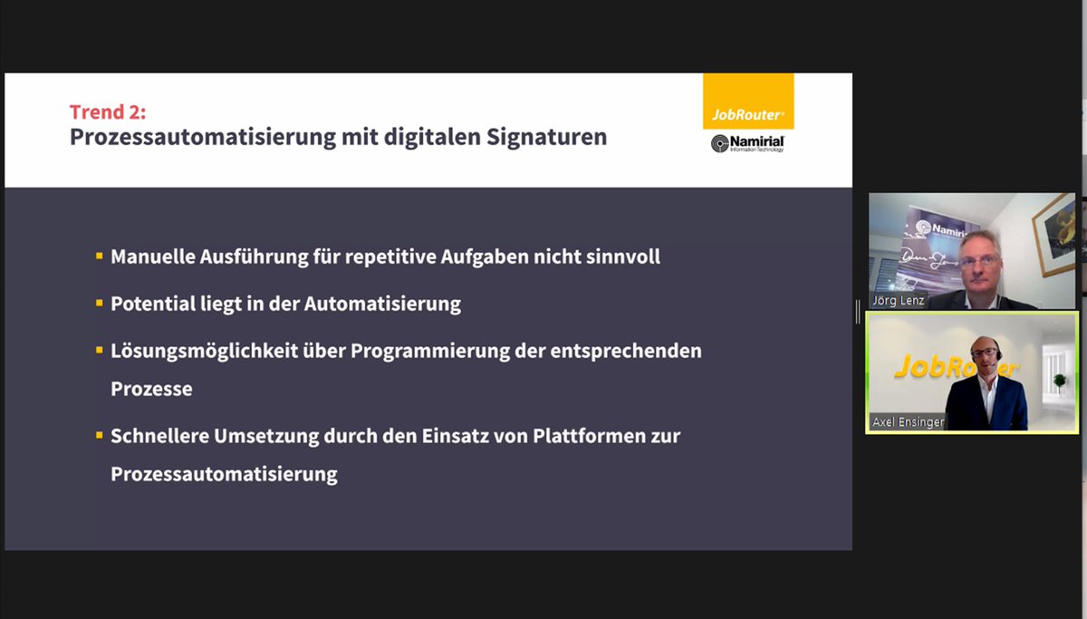 Bitkom_DOffice's tweet image. Wie bildet man die elektronische Signatur in einer #Digitalisierungsplattform ab? Unsere #doc20 Experten @AxelEnsinger (@jobrouter), Jörg Lenz &amp;amp; @Johannes_Leser (@namirial_de) kennen die Trends:
#LowCode 
#Prozessautomatisierung
#DSGVO
#digitaleSignatur ohne ☁️
#Personalprozesse