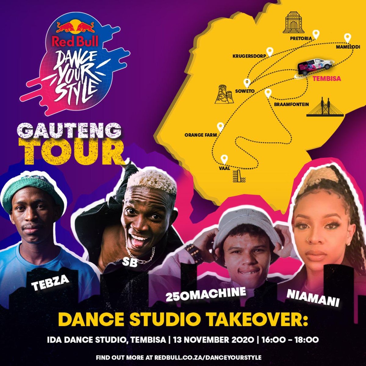 foundation_ida's tweet photo. Hey Famo please join us for the @redbullza #Danceyourstyle studio takeover at our IDA Headquarters.

Come join our Redbull friends @tebzadiphehlo @250machine @thetribe_sb for the Redbull Damce studio take over Tembisa edition. https://t.co/wZPtqrU106