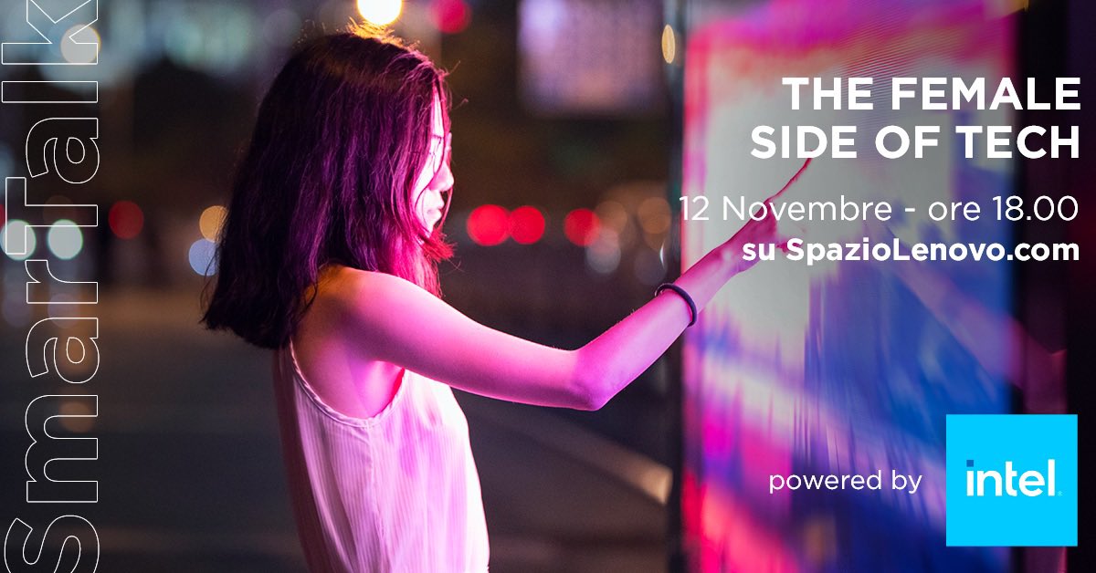Oggi, alle 18 su SpazioLenovo.com, un incontro particolarmente caro: “The female side of tech”, con <a href="/ManuelaLavezzar/">Manuela Lavezzari</a>, <a href="/GREISON_ANATOMY/">Gabriella Greison</a>, Amy Signorini e <a href="/robi_cocco/">Roberta Cocco</a>. #stem #femaletech <a href="/lenovoitalia/">Lenovo Italia</a> @Intel_Italia #smartalk #💻 #gendergap #innovazione #tecnologia