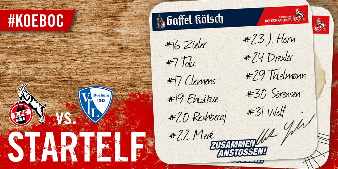 fckoeln's tweet photo. 📝 Mit dieser Startelf geht der #effzeh ins Testspiel gegen Bochum
📺 Der FC zeigt die Partie #KOEBOC im Livestream: 
👉https://t.co/iLaoC7J268
🕒 Anpfiff ist um 15 Uhr https://t.co/LFZN10jrM4