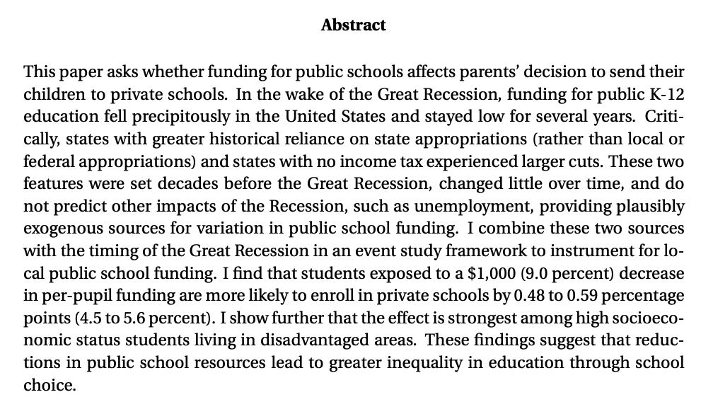 Jiwon ParkJMP: "Competition between Public and Private Education: Evidence from the Great Recession"Website:  https://jiwonparkecon.com/ 