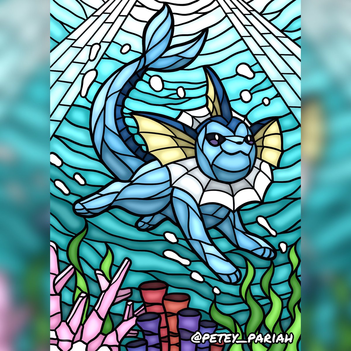 Stained glass Vaporeon 💦
#stainedglass #Eevee #eeveelution #Pokemon