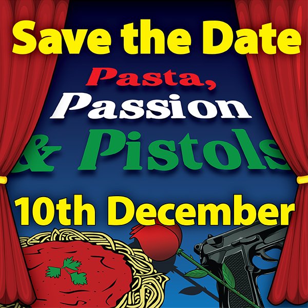 HEOS_MT's tweet photo. SAVE THE DATE.Thursday 10th December! 

Join us for Pizza 🍕, Passion 😍 and Pistols 🔫. A murder mystery like no other! 

Follow HEOS social for how to reserve your tickets, and get involved on the night in question!
#murdermystery #theatre #amdram #savethearts #zoomtheatre https://t.co/RbpzYqiaNb