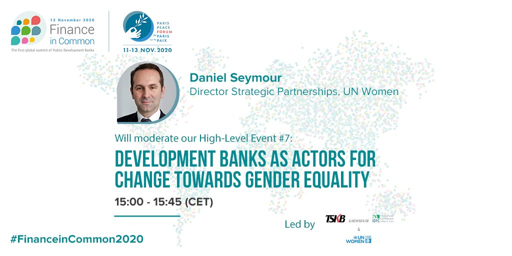 For this new session, let's greet our moderator  @_DanSeymour, Director Strategic Partnerships at  @UN_Women  #FinanceinCommon2020