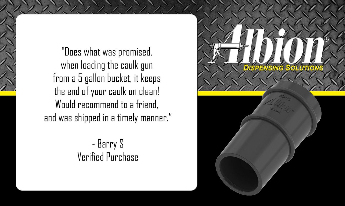 AlbionEngCo's tweet photo. π #happycustomer #productreview #qualitymatters #caulking #sleeve #promise #bucket #clean #threads #quick #tools #recommended #sealant #adhesive #toolsofthetrade #caulkgun #construction #engineering #caulkingprofessionals #caulkingexperts #review #wedispensethat #albioneng https://t.co/fCSI2SwZ5Z