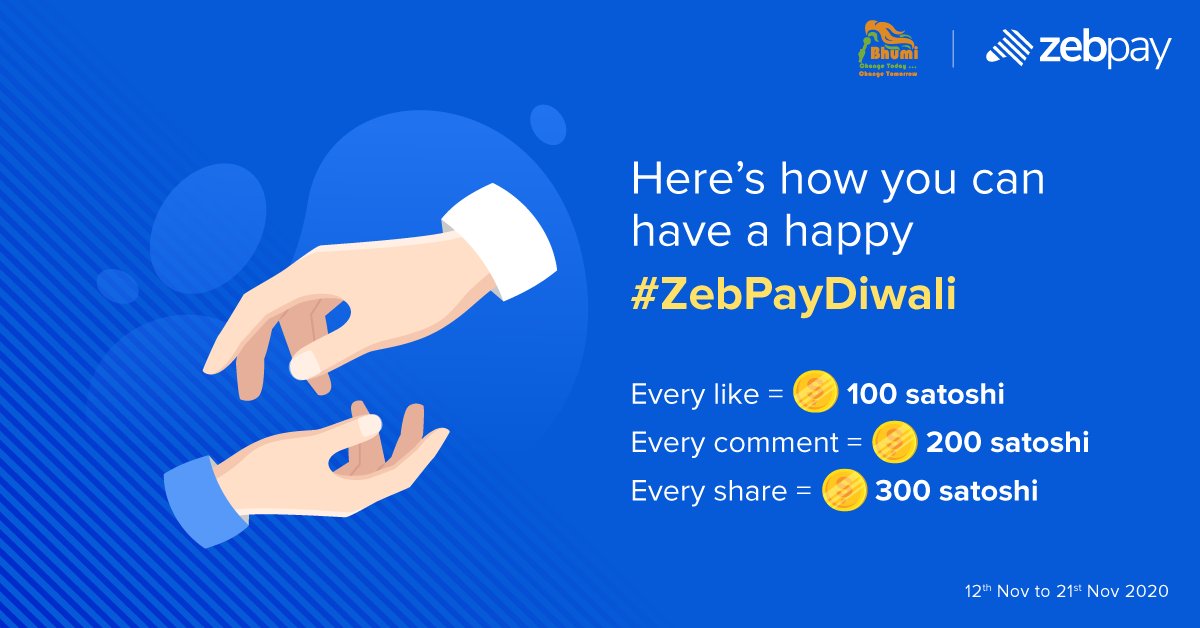 zebpay's tweet photo. This Diwali, spread light by supporting the cause of girl child education with @BhumiOrg. Pledge your support simply by liking, commenting or sharing the cause https://t.co/Cxyg6Estyr. Let's have a happy #ZebPayDiwali. 
From 12 Nov to 21 Nov 2020 https://t.co/LntSUI68p5