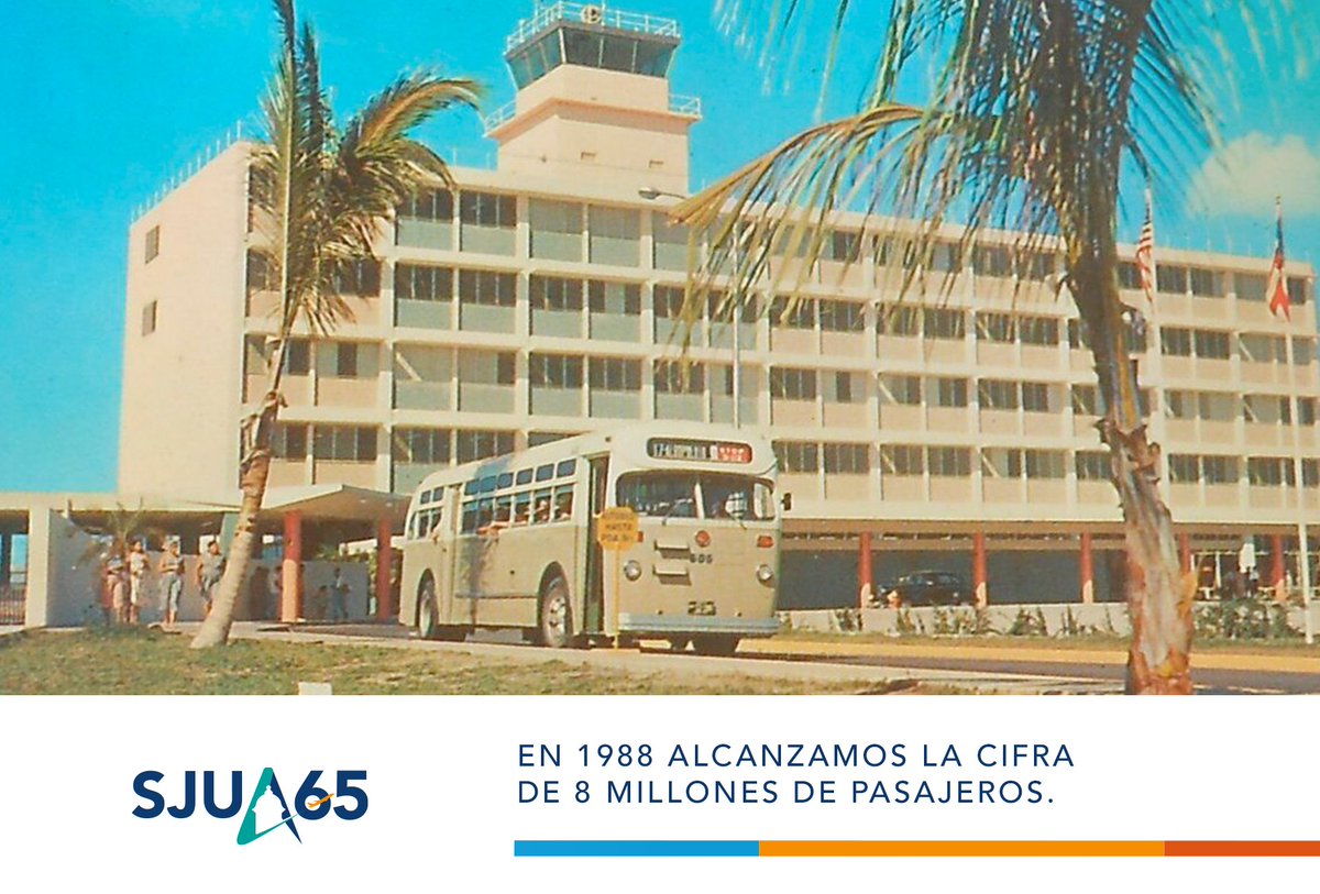 AeropuertoSJU's tweet photo. En 1988, el Aeropuerto SJU alcanzó por primera vez la cifra récord de 8 millones de pasajeros anuales. ✈️ Hoy, seguimos conectándote con tu destino con el mismo compromiso y dedicación.
#65Conectandote https://t.co/wDdIjwcUeI