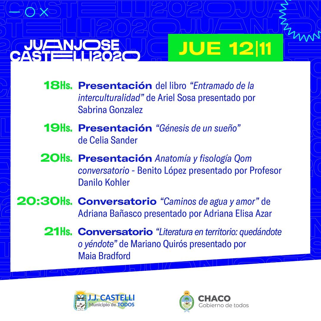 FdLD_Chaco's tweet photo. 📚2º día de Feria del Libro Digital Federal 2020, Leer es tu Derecho • Edición J.J Castelli 📍
. 
📆 HOY👇
.

👀 Mirá todas las actividades a través de la página https://t.co/0m90TQcTm2
. https://t.co/WxiLWyIMXI
