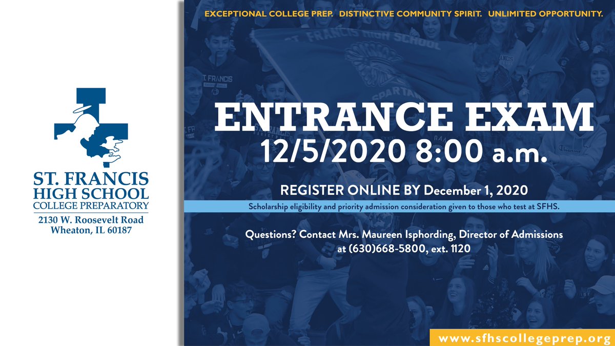 SFHS_Spartans's tweet photo. Take the next step toward becoming a Spartan! Register today for the #Classof2025 #EntranceExam on December 5. Scholarship eligibility and priority admission consideration given to those who test at SFHS. Register by December 1! https://t.co/48GFAK8EL8
#HighSchoolPlacementTest https://t.co/evFFamcE9z