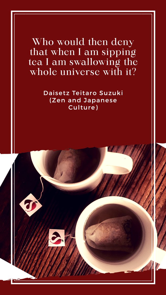 spicedrinks's tweet photo. "Who would then deny that when I am sipping tea I am swallowing the whole universe with it?"
- Daisetz Teitaro Suzuki
#teatime #spicetea #spicedrinks https://t.co/yVsWIPgmyY