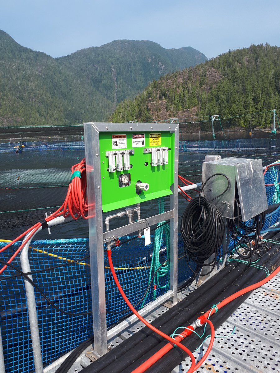 Kytola oxygen flowmeters hard at work here in beautiful British Columbia. It is crucial for the welfare of the fish to optimize and control the oxygen levels with quality products. With the increasing #aquaculture quality standards, you need the highest quality products.