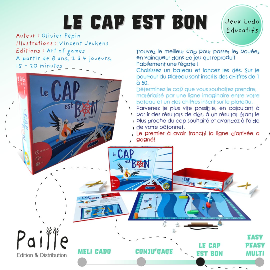 PailleEdition53's tweet photo. 🟢Un jour un jeu🟢

Bonjour à toutes et à tous !

Venez découvrir aujourd'hui Le Cap est Bon, notre jeu Ludo Educatif. Serez-vous un assez bon capitaine pour remporter la victoire ? 🧭⛵️

➡️Retrouvez Le Cap est Bon sur notre site https://t.co/L7e6PtUXop⬅️

 #jeu #éducatif https://t.co/fyuRKjKmks