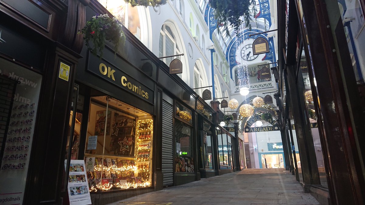 OK Comics is in Thornton's Arcade. It's a glass covered Victorian shopping street, and a haven for small independent businesses. Quite a few of our neighbours have had to permanently close this year.