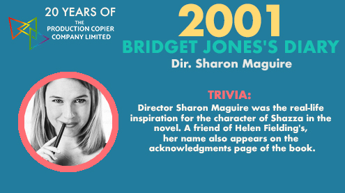 PCC_Copiers's tweet image. To celebrate The Production Copier Company's 20th Birthday, we will be highlighting one of our favourite productions that we worked with from each of those 20 years over the next month. Today it's @Working_Title's rom-com classic Bridget Jones's Diary! #BridgetJones #20YearsOfPCC