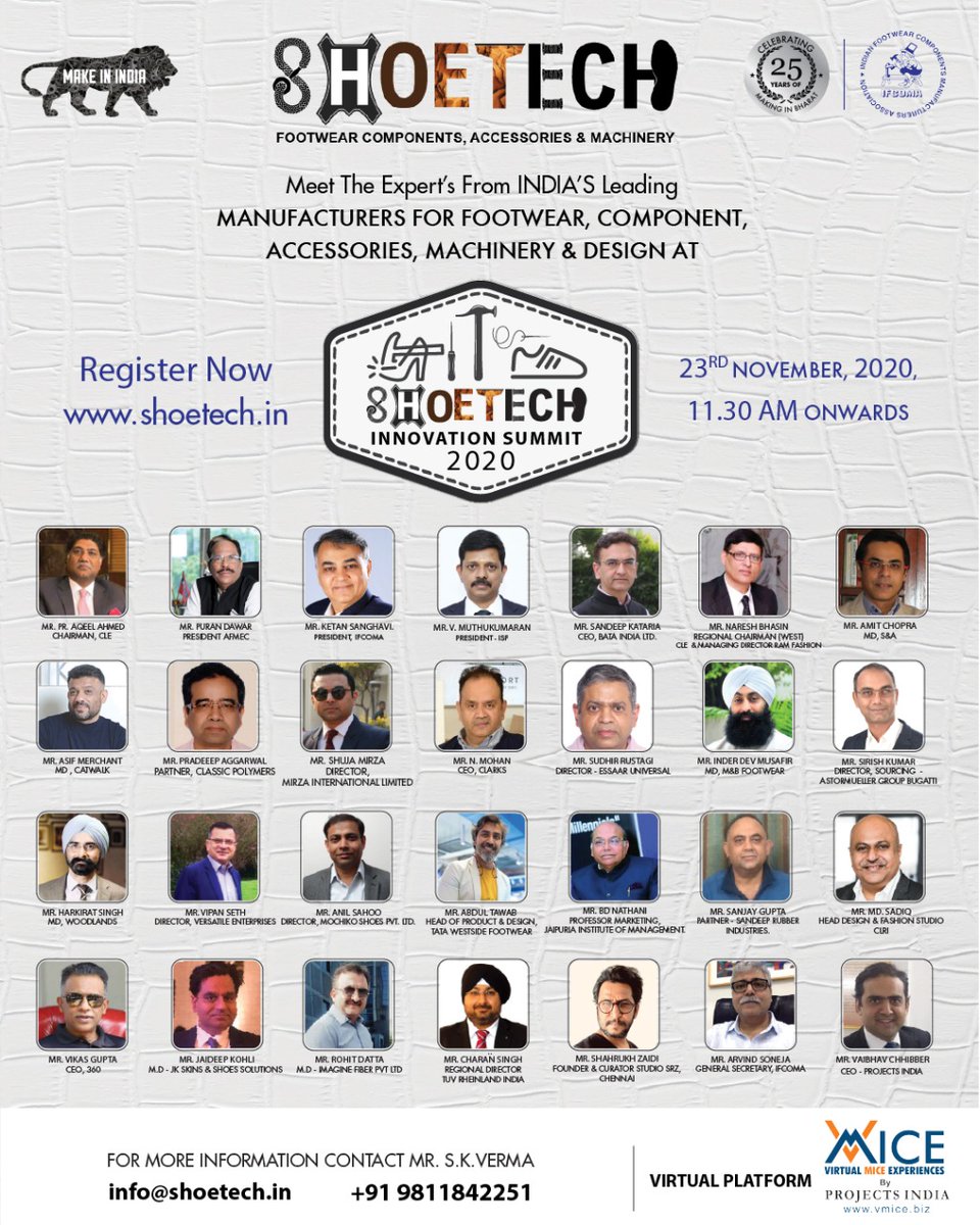 Shoetech_India's tweet photo. Pleased to announce that on the inaugural day of Shoetech we are also organising Shoetech Innovation Summit which gives you the chance to meet the Industry experts. Don't miss it! Register now at https://t.co/k2pcuKsroe

#leathershoes #insights #leatherboots #ifcoma #shoetech2020 https://t.co/JOITfpcoVE