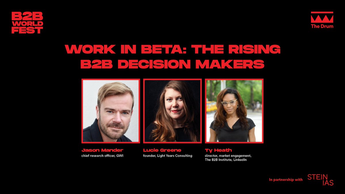 b2binstitute's tweet photo. Calling all B2B marketers!
Join us at @TheDrum #B2BWORLDFEST on Nov 19 at 12pm ET for the marketing launch of โWork in BETA: The Rising B2B Decision Makersโ ๐
@tyrona @globalwebindex @thejasonmander @lucieluxury
https://t.co/6yvaOJgIL3
#workinBETA #b2bmarketing https://t.co/WGkIU4h2L5