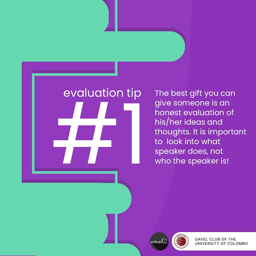 uocgavelclub's tweet photo. Still wondering how to do a proper evaluation?? Here comes the evaluation tip #1

#gavel #gaveluoc #Enliven #enliven2021 #humorousspeech #evaluations #allisland #battle #speech #schools #university #backtoschool https://t.co/4KJ4ysPjv1