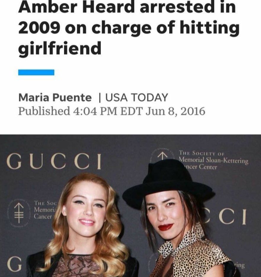 B) AH was arrested in 2009 for hitting her ex-girlfriend. She accused the female gay cop who made the arrest of being misogynist & homophobic."The arrest was made because an assault occurred (I witnessed it)" #AmberHeardIsAnAbuser  #JusticeforJonnyDepp  https://www.nydailynews.com/entertainment/gossip/homophobic-arrested-heard-2009-openly-gay-report-article-1.2666985