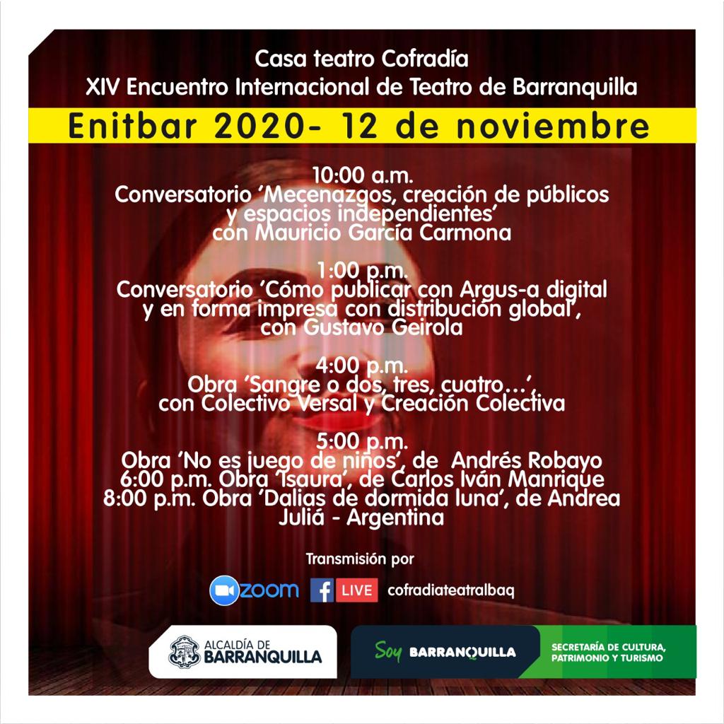 SecCulturaBaq's tweet photo. 🎭 ¡Sigue disfrutando de lo mejor del teatro nacional e internacional con #Enitbar!
En esta XIV edición puedes acceder gratuitamente de conversatorios y obras de teatro, ingresando al evento de tu preferencia. Busca cada link aquí ➡️ https://t.co/aUmwvxibrD https://t.co/U7UNO3vhaW