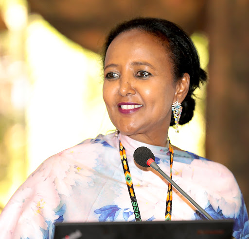  @AMB_A_Mohammed is a Kenyan lawyer, and diplomat. She is the recipient of various global awards, Ms Mohammed has served on numerous international advisory boards and panels. She is presently serving as the Cabinet Secretary for Sports,Heritage &Culture in Kenya.  #AfricanWomenLead