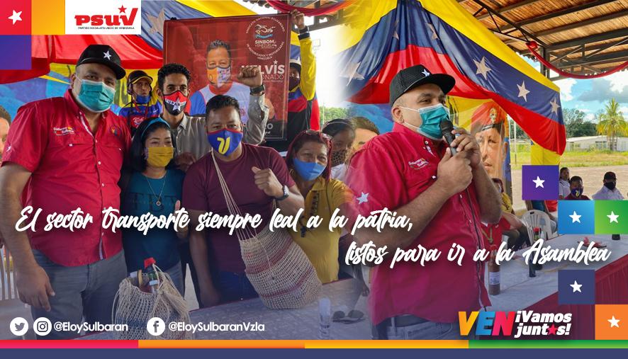 ELOYSULBARAN's tweet photo. El sector transporte siempre leal a la patria, listos para ir a la Asamblea Nacional 🇻🇪

El parlamento será nuevamente la voz y el defensor del pueblo venezolano. Demos una gran batalla revolucionaria, la fuerza chavista debe estar organizada y más unida que nunca
#LeerDesbloquea https://t.co/ViztLWAQ28