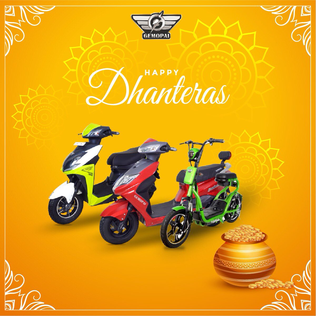 gemopai's tweet photo. All that glitters might not be gold, but these offers are. This Dhanteras, avail our festive benefits and get your Gemopai home today. Hurry, offer end s soon!
#gemopai #madeinindia #india #ev #electricvehicle #electricscooter #cool #trending #stylish #gosolo #freeyourstyle https://t.co/Ni633mDvsl