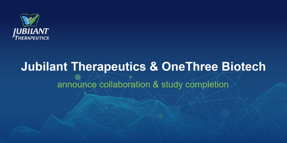 <a href="/JubilantTx/">Jubilant Therapeutics</a> is pleased to announce their collaboration with <a href="/OneThreeBiotech/">OneThree Biotech</a> and the successful completion of a study focused on identifying specific biomarkers for new indications in targeted oncology patient populations. bit.ly/2IvaqYm  #biopharma #drugdevelopment