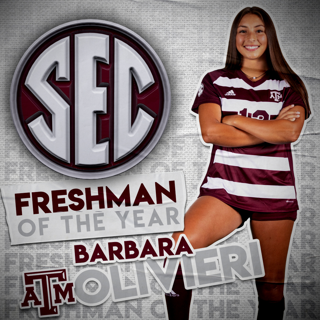 SEC's tweet photo. 2020 #SECSOC Freshman of the Year: Barbara Olivieri 🏆 https://t.co/b6ZK5f8hU2