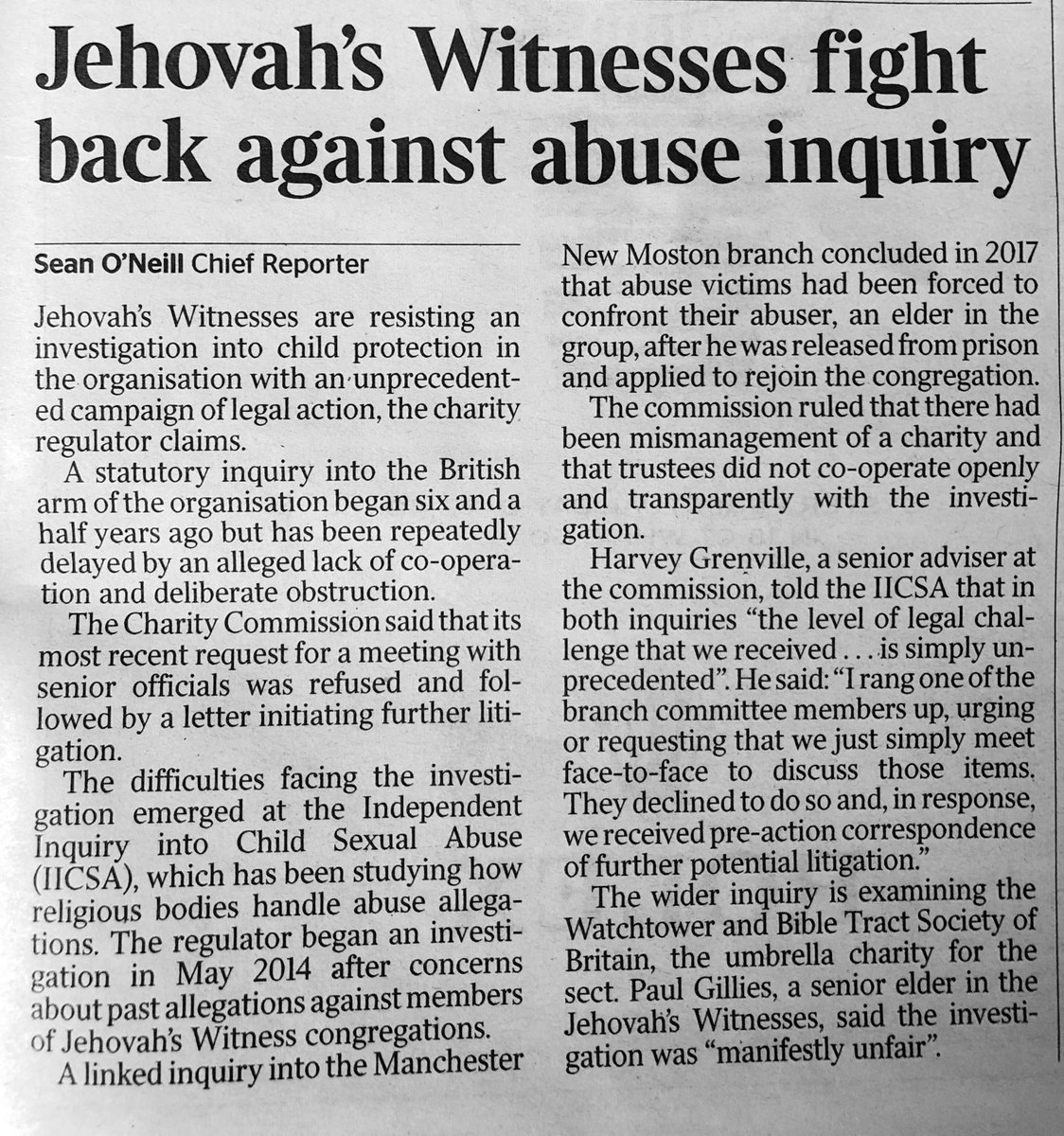 jeremyr1's tweet photo. At least the @churchofengland and Catholic Church didn't use legal attacks to prevent abuse investigation, and have accepted findings. @JehovahWithUs seem not to care. What have they got to hide? @Humanists_UK https://t.co/G1HAXbTVf9