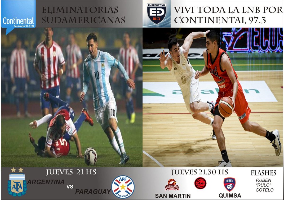 czhjunior's tweet photo. Y en simultáneo con el partido de @Argentina por las Eliminatorias, @ElDeportivoCtes te mantendrá informado en @Continentalctes FM 97.3 📻 sobre el duelo de invictos entre @CSM_Corrientes (4-0) y @AAQuimsa (4-0) para ver quién queda como único líder de la Conf. Norte #LNB20/21 🏀 https://t.co/U0VeFMc93o
