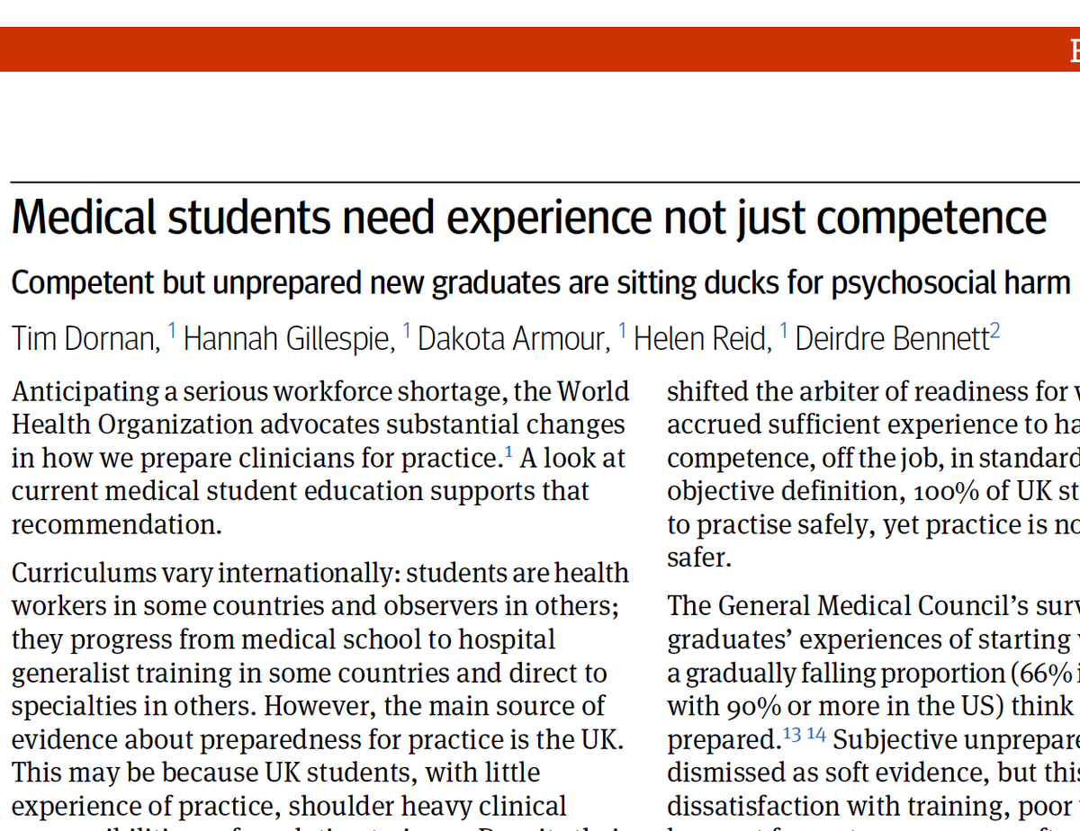 Training &amp; testing med students off the job CANNOT alone ensure patient safety. It CAN ensure a baptism of fire from which new doctors (&amp; patients) don't recover. Only acclimatising students into practice, supportively, will ensure we have enough good doctors.
BMJ 2020;371:m4298