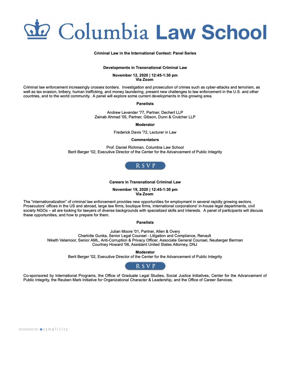 ColumbiaCAPI's tweet photo. Please join us TODAY at 12:45 pm for a panel discussion on developments in transnational criminal law.  Register with the link below:

https://t.co/b1zIstq9we https://t.co/jr0vL9WgVK