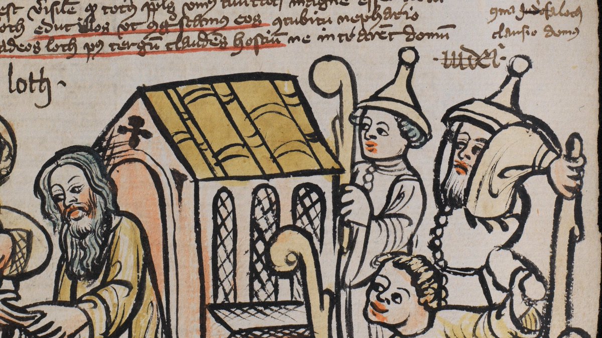 While, ofc, Lot (on the left) is also Jewish, he's not represented as so. The Sodomites (on the right) are racialized and othered, their desire connected with their religious difference. Medieval Christians often attributed sodomy to Jewish and Muslim people, not themselves.