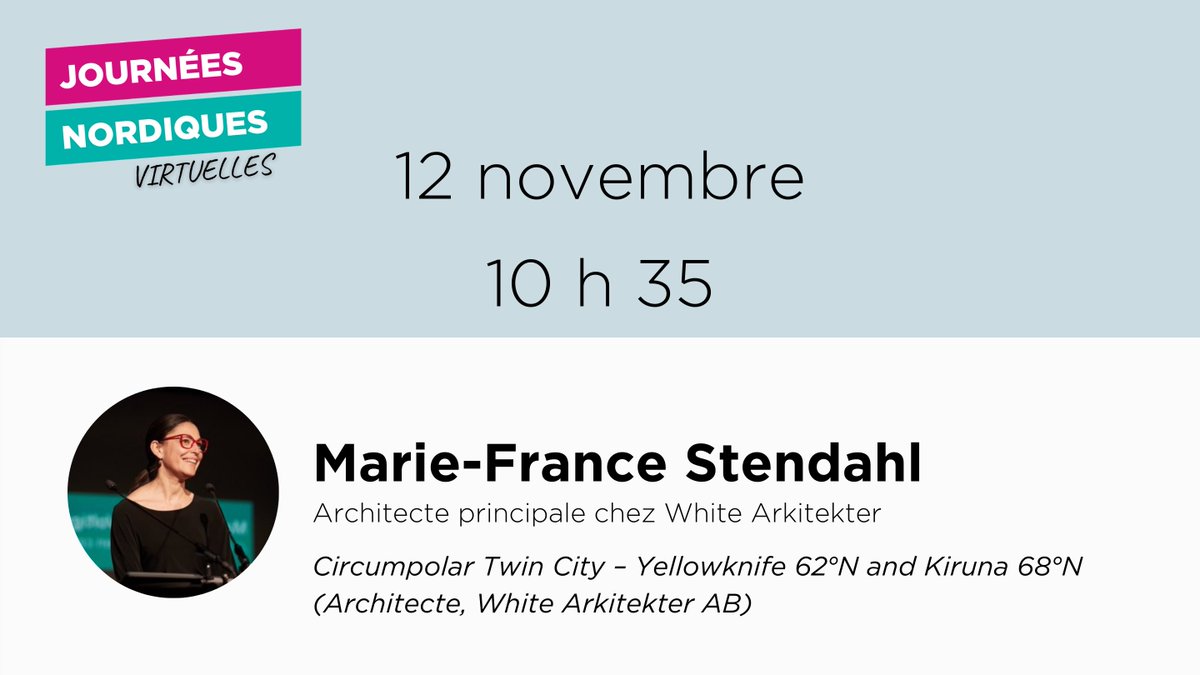 Institutnord's tweet photo. Les Journées nordiques se poursuivent...
10 h 35 | conférence de Marie-France Stendahl (@whitearkitekter). Elle présentera l'impact environnemental, économique et social de l'exploitation minière dans deux villes différentes de la région circumpolaire. https://t.co/rJnClAHXWD https://t.co/zbQ4k556P9