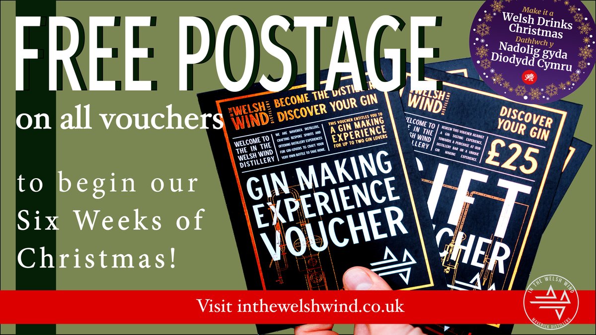 Inthewelshwind's tweet photo. It's here - our #6weeksofChristmas.
This week - FREE postage on all our #vouchers - use JUNIPER at the checkout. Whether you choose a #GinMakingExperience in the distillery, or to Tailor Your #Gin online we've taken the shipping cost off all vouchers!
#welshdrinkschristmas https://t.co/kTpwYSwOHq