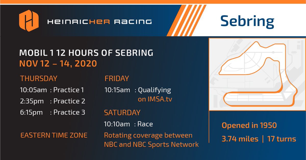 HeinricherRaces's tweet photo. After a historic podium at Laguna Seca, we finish the 2020 season at historic Sebring. The race weekend starts now!
🔸
@exxonmobil #racing #motorsport #imsaracing #acura #acuransx #mobil1 #rollingreens #hondahpd #womeninmotorsport https://t.co/OekyOvUSuV