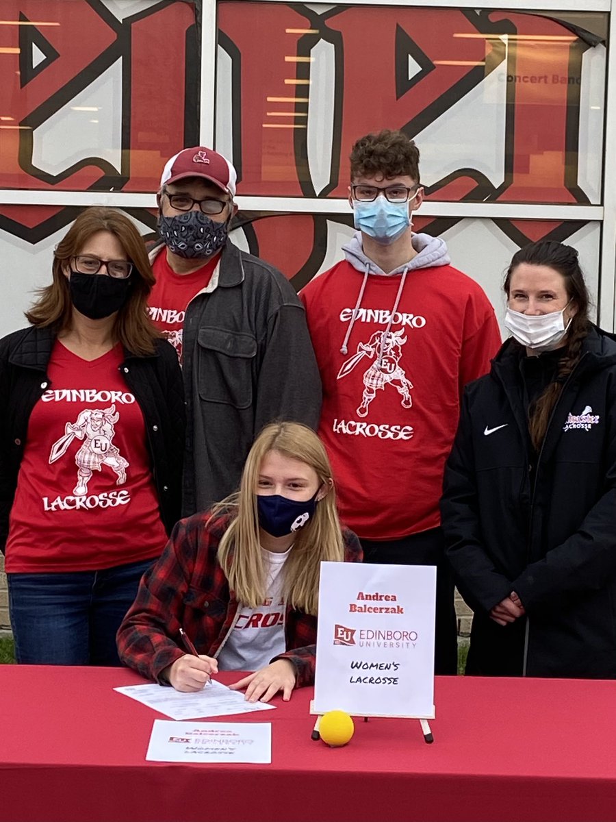 LancVarGirlsLax's tweet photo. Congrats to our Andee Balcerzak who is playing at Edinboro University ! ❤️🥍🖤 @EdinboroLax @LancAthletics https://t.co/QtJMUda44N
