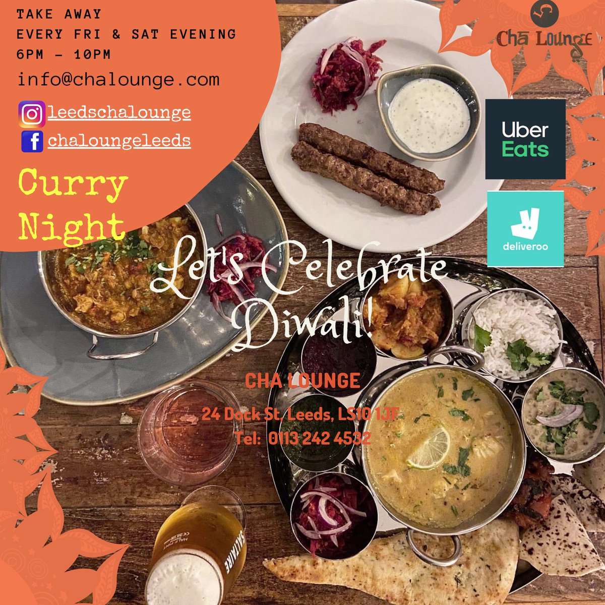 Happy Diwali &amp; Bandi Chor Divas! We are open for homemade, Ayurvedic curry take away every Friday &amp; Saturday 6pm - 10pm!  Email us for a menu info@chalounge.com. #diwali #festivaloflights #curry  #leeds #supportlocal #supportsmallbusiness #supportindependent #healthy #sustainable