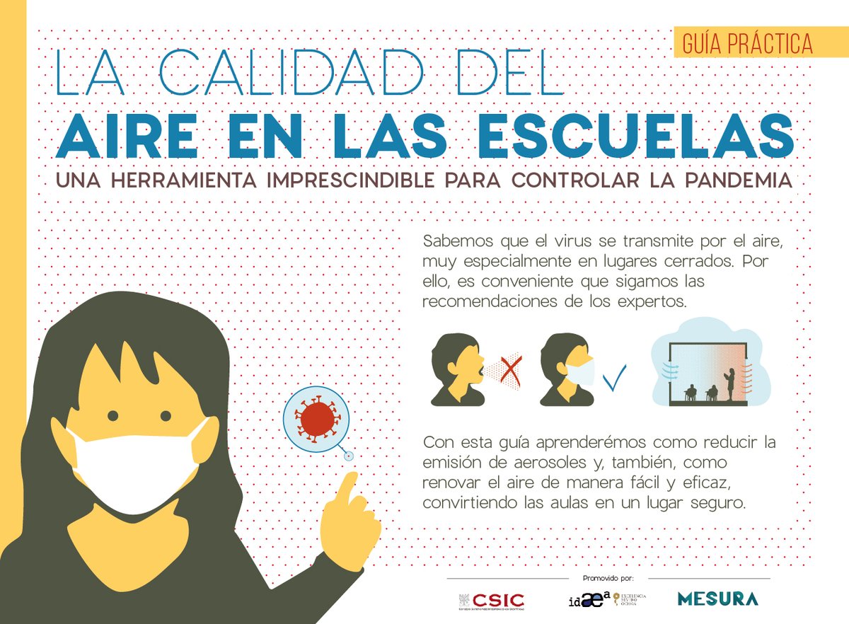 La #ventilación en espacios cerrados es clave para reducir el contagio de #COVID19. 
Esta guía simplificada explica cómo reducir la emisión de #aerosoles, y cómo renovar el aire de manera fácil y eficaz.
➡️bit.ly/38BQD4E

cc <a href="/webmesura/">Mesura</a>