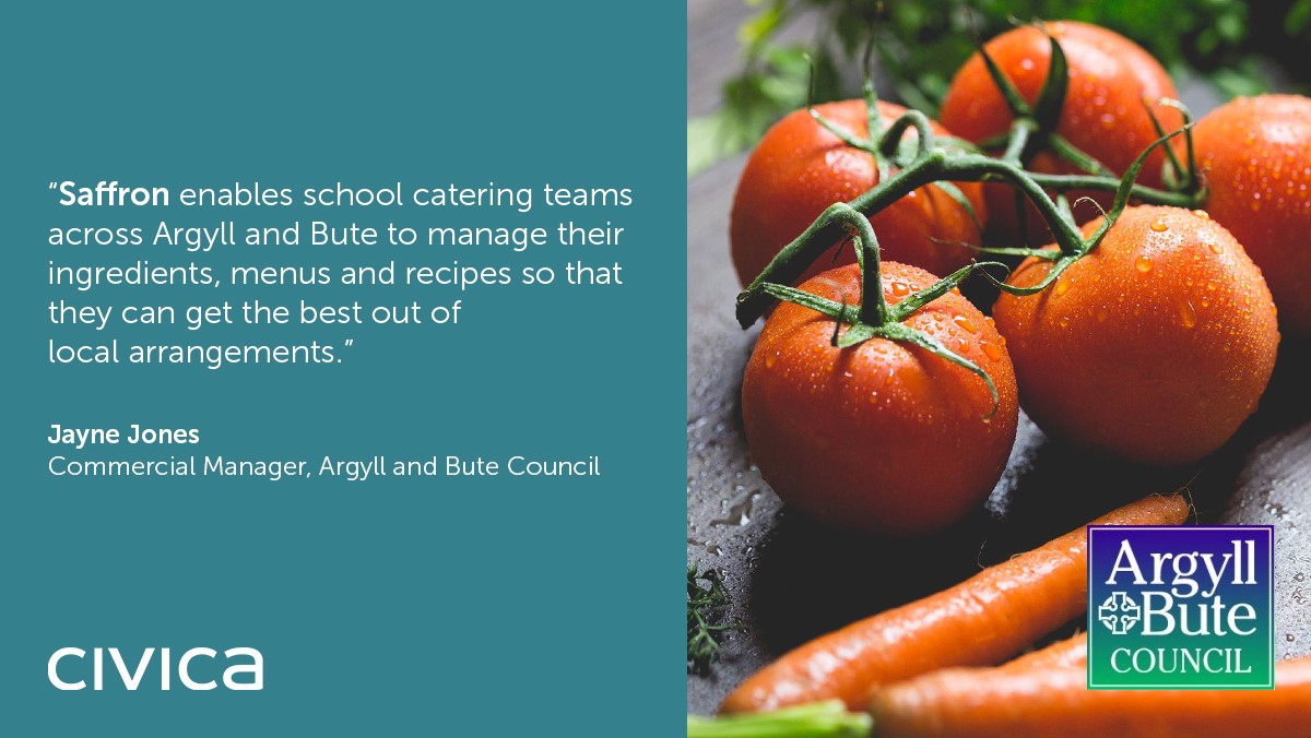 Civica Saffron helps catering teams in Argyll and Bute to produce healthy school meals, support local businesses and reduce food miles to protect the environment.  
Find out more: civica.com/en-gb/product-… 
#NSMW2020 <a href="/LACA_UK/">LACA</a>  #tasteforyourself