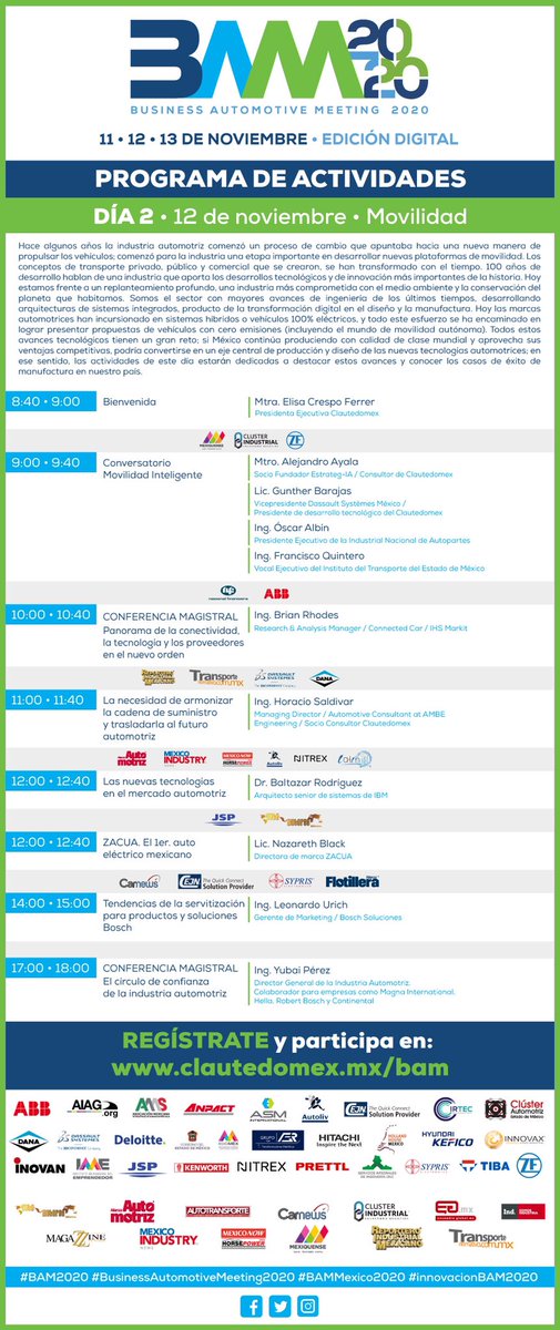 Muy buenos días. Estamos listos para dar inicio a nuestro segundo día conferencias | exposiciones | charlas | encuentro de negocios 

Participa en los foros de discusión. Nuestros expertos y empresas participantes intercambiarán opiniones en cada uno de los foros.