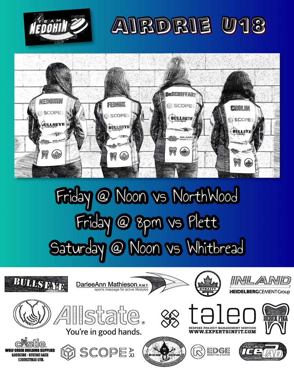 We will be playing in the Airdrie U18 this weekend. Our games will be live streamed on Facebook if you’d like to check it out! Once again thank you to our sponsors 👍🏾