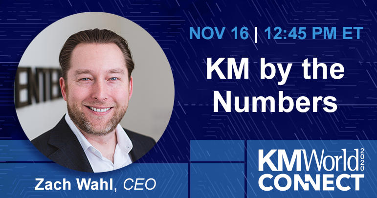 EKConsulting's tweet photo. In these challenging economic times, business returns and competitive advantages hinge on successful #knowledgemanagement initiatives. Join EK's CEO @ZacharyWahl at KMWorld Connect, where he'll offer clear metrics for #KM’s value. https://t.co/u4NNStW7Cq https://t.co/hY4uTwzfkn