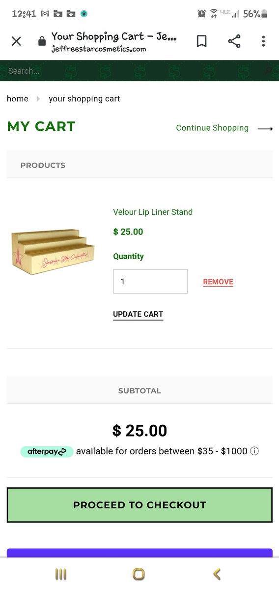 Jessiye2's tweet photo. @ErinHubaud @JeffreeStar Afterpay is still there https://t.co/rGkT29p8n1