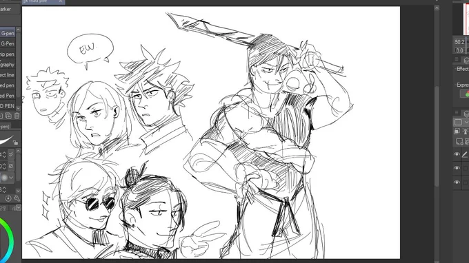 not wip but just drew dilf and gay highschool sweethearts and this might be a potential jjk draw pile thread bc I don't think ill be posting any big art soon- 