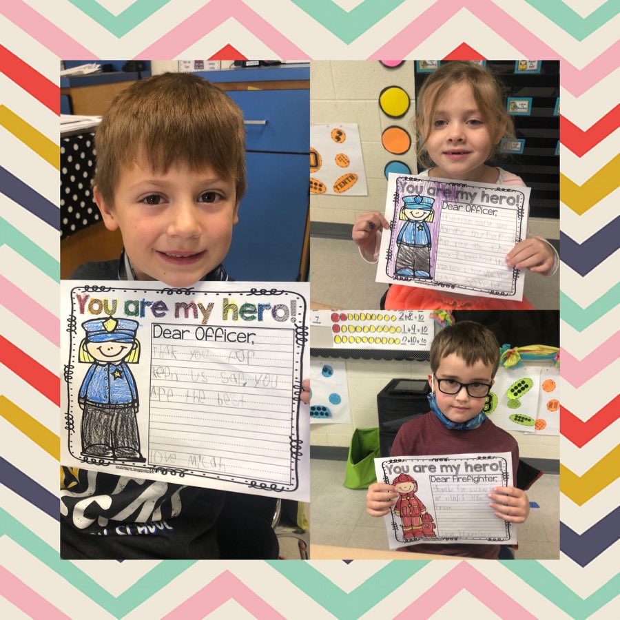 fssdMES's tweet photo. Students in Mrs. Sierra's kindergarten class celebrated Be Nice week by writing cards of kindness and thanks to police officers and fire fighters! #MooreSoars https://t.co/SJ09UtkR4i