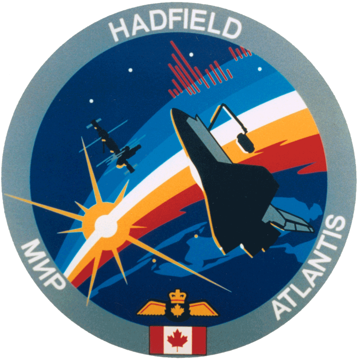 Cmdr_Hadfield's tweet photo. 25 years ago this morning I helped fly that American spaceship up from Earth to build that Russian space station, using that Canadarm. A good day in the life. https://t.co/GnEFPr02B2