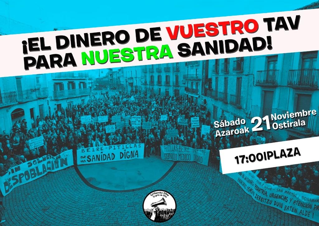 ErriberrikOihua's tweet photo. El próximo sábado 21 los jóvenes de Olite y la zona lo tenemos claro: ¡La sanidad no se vende, se defiende! #NoAlTAV #ahtrikez 

Datorren larunbatean, hilak 21, Erriberri eta zonaldeko gazteek argi daukagu: Osasuna ez da saltzen, defendatu egiten da! #NoAlTAV #AHTrikEz https://t.co/vtBE6oFyTN