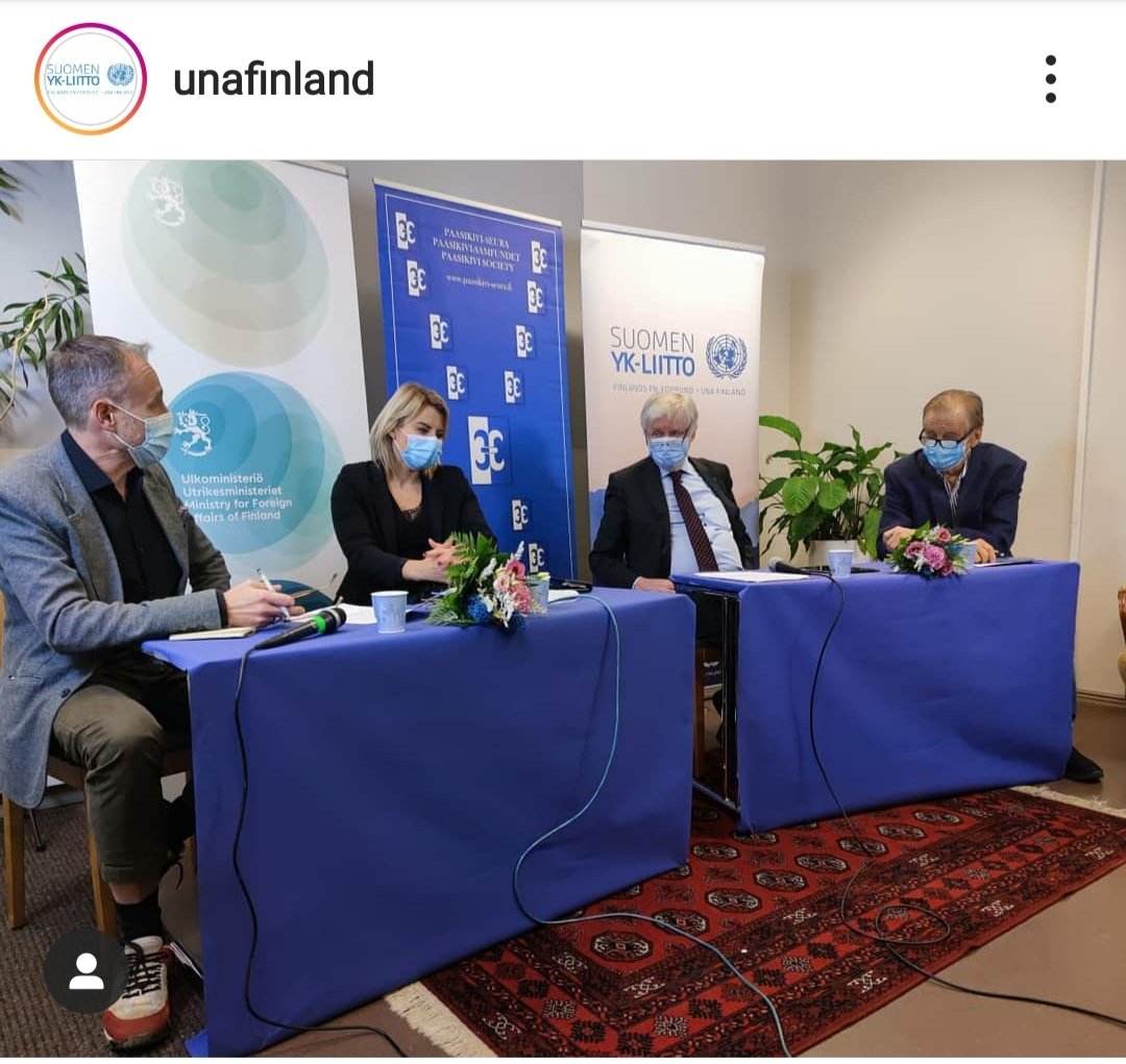 UNAFinland's tweet photo. Nyt se alkaa! Seuraa streamia YK-liiton YouTube-kanavalla ja liity keskusteluun #UN75 #yk75 https://t.co/1XUbqcz7z3