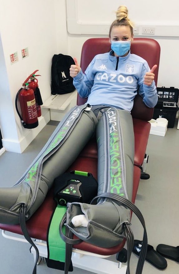 A massive thank you to <a href="/recoverypump/">RecoveryPump</a> helping <a href="/AVWFCOfficial/">Aston Villa Women</a> players <a href="/jodie_hutton/">Jodie Hutton.</a> and <a href="/nadinehanssen/">Nadine Hanssen</a> get ready for the big game #secondcityderby